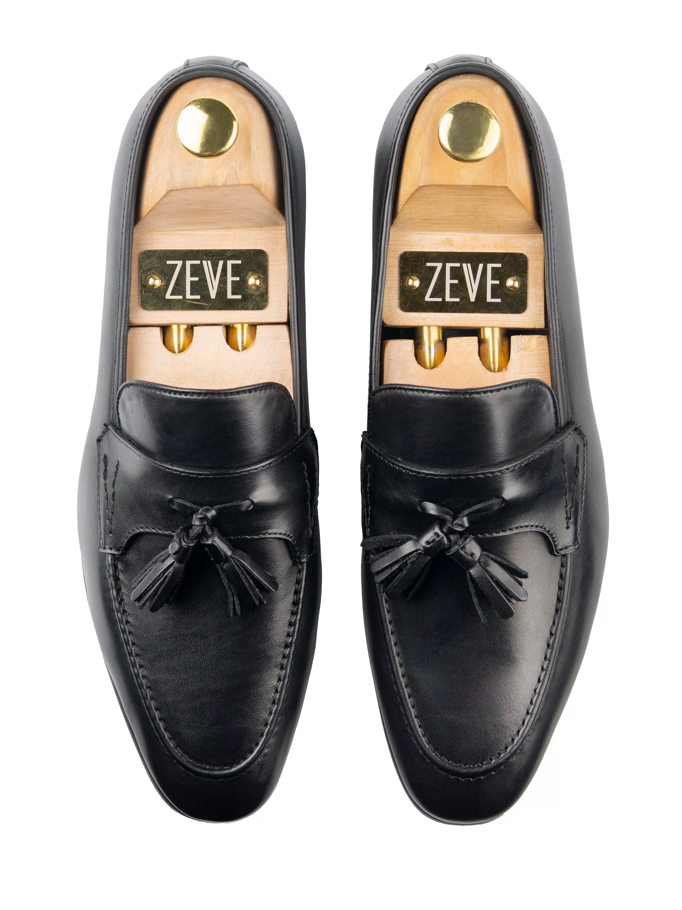 Tassel Loafer Wing Strap - Solid Black