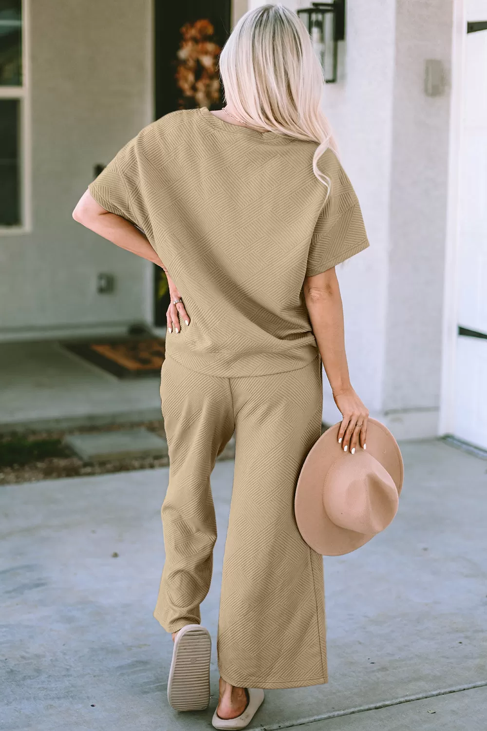 Textured Short Sleeve Top and Pants Set in Several Colors (Takes 7-10 days)