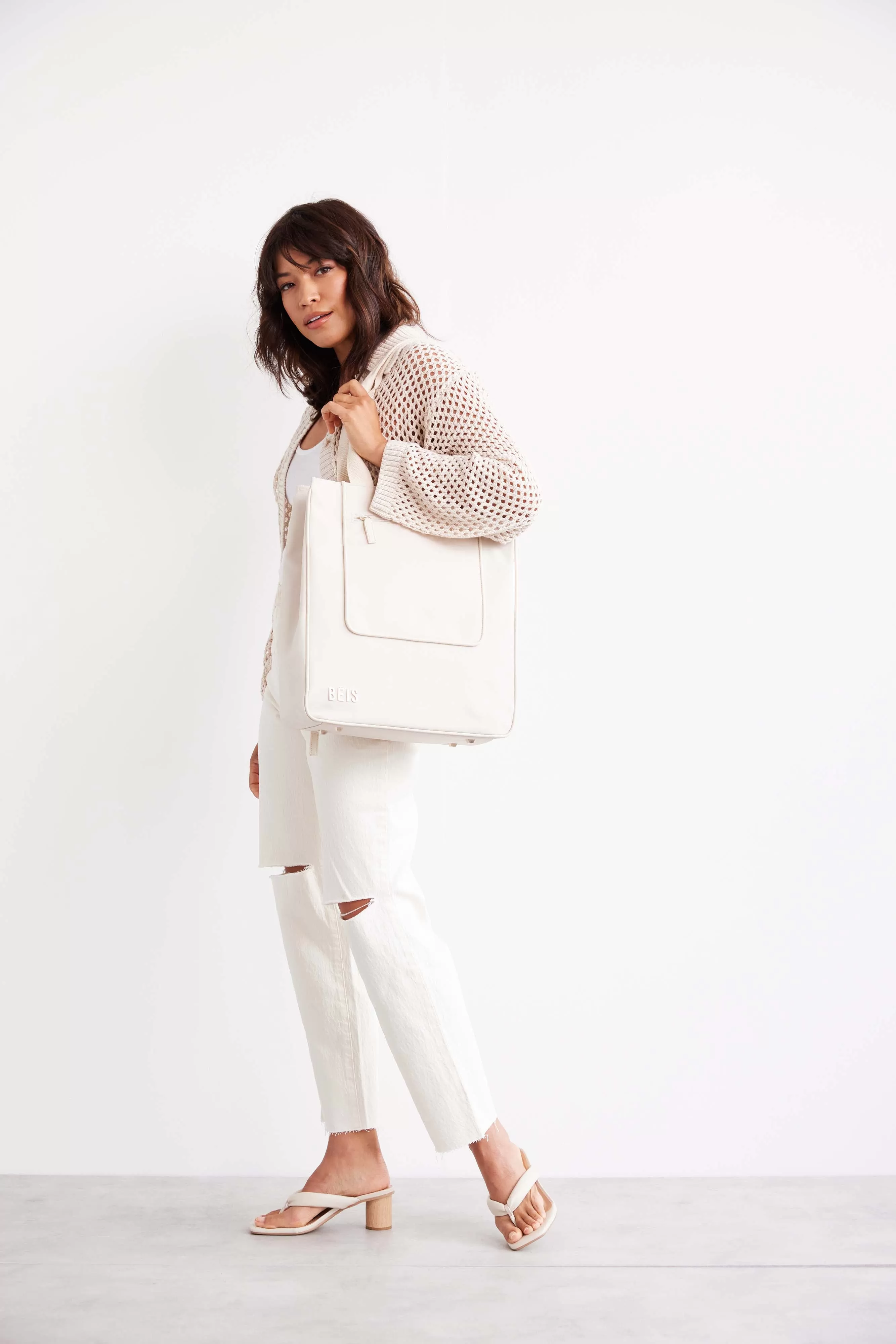 The North To South Tote in Beige