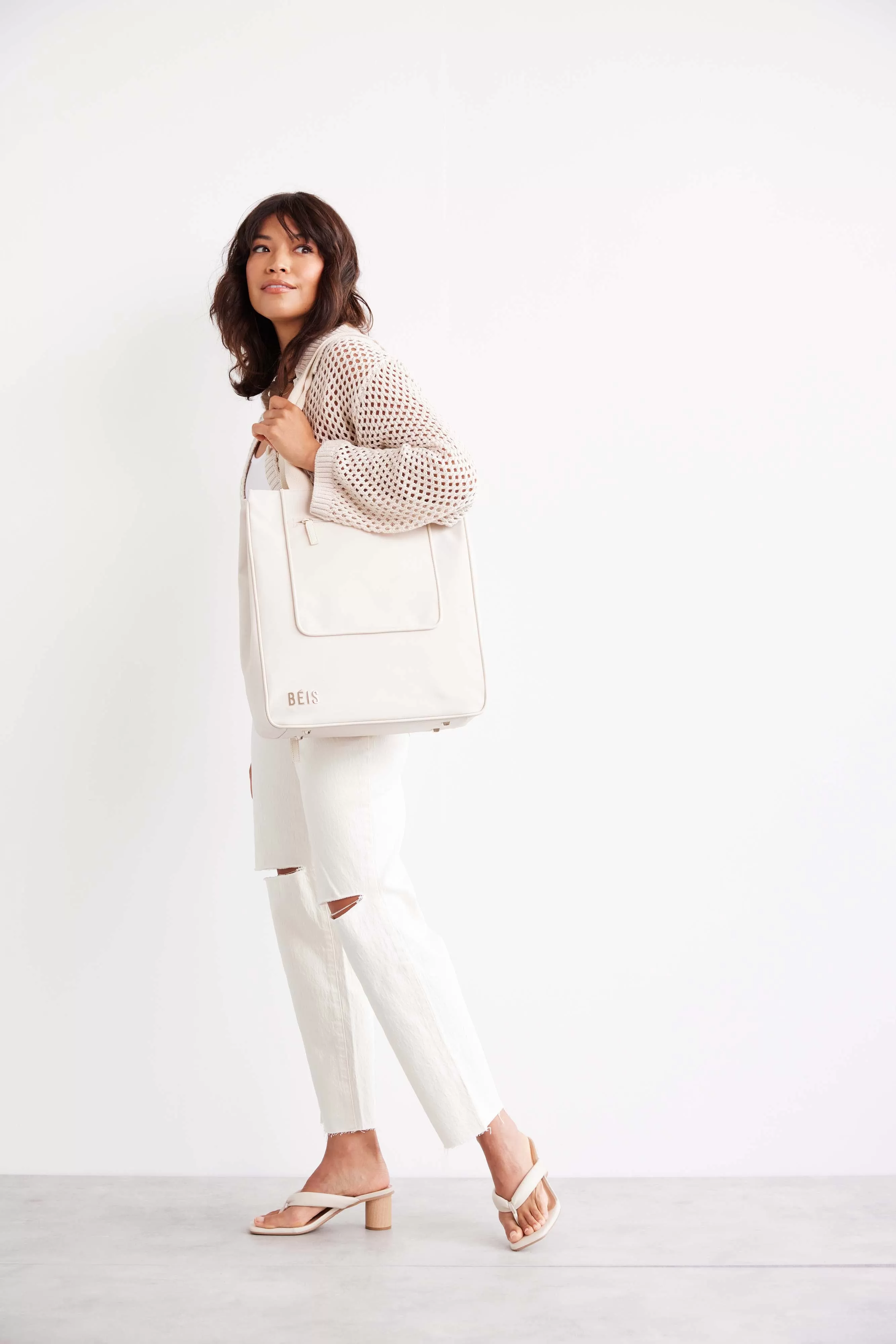 The North To South Tote in Beige