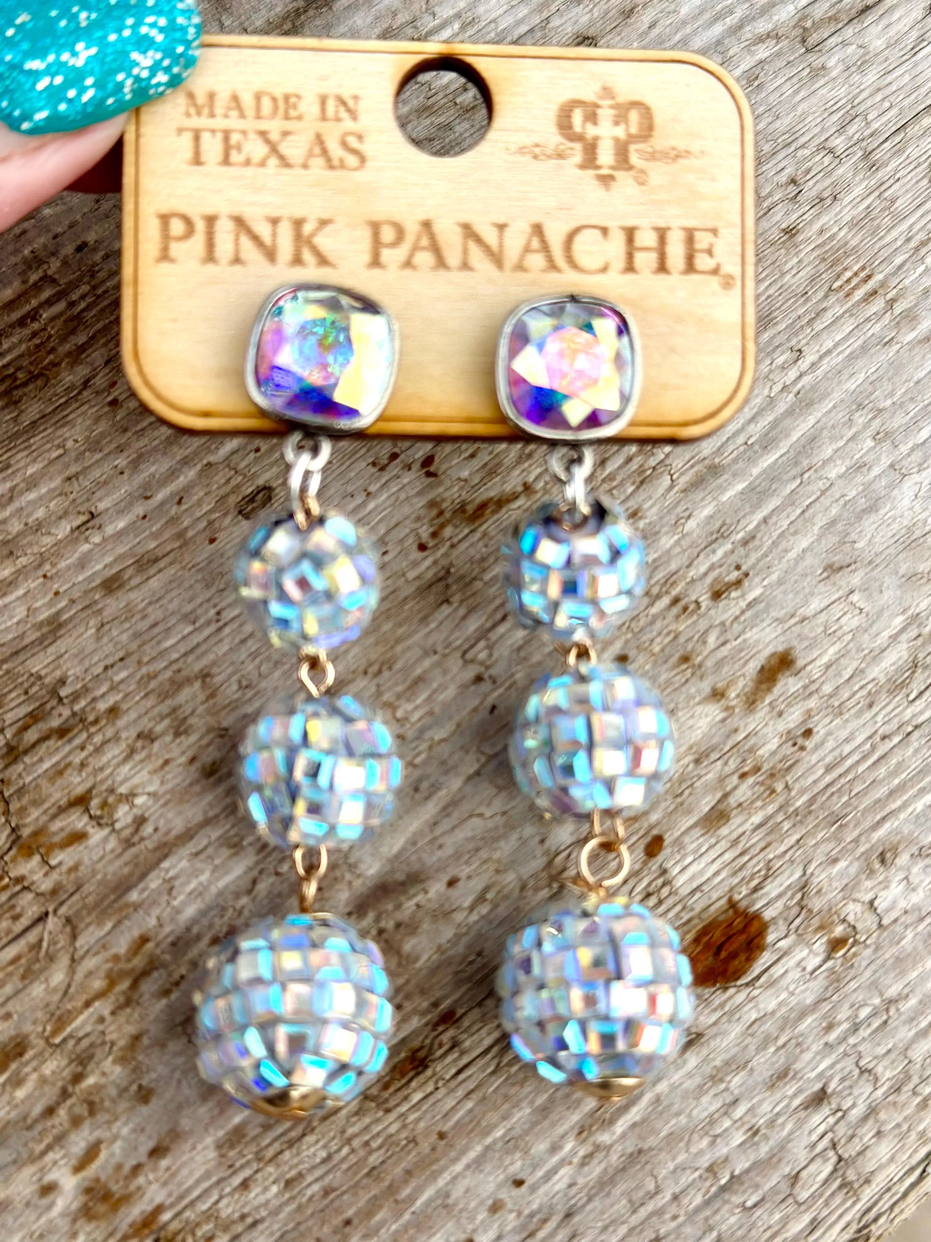 The Pink Panache Disco Ball Crystal Earring