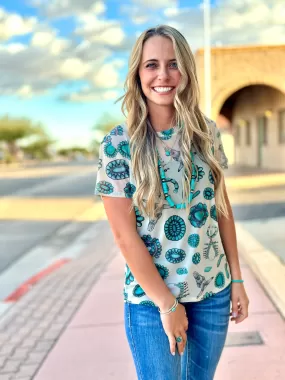 The Turquoise Concho Mesh Top