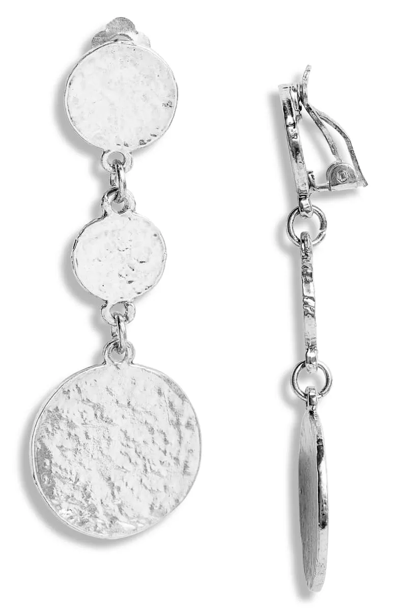 Triple coin dangle clip-on earrings