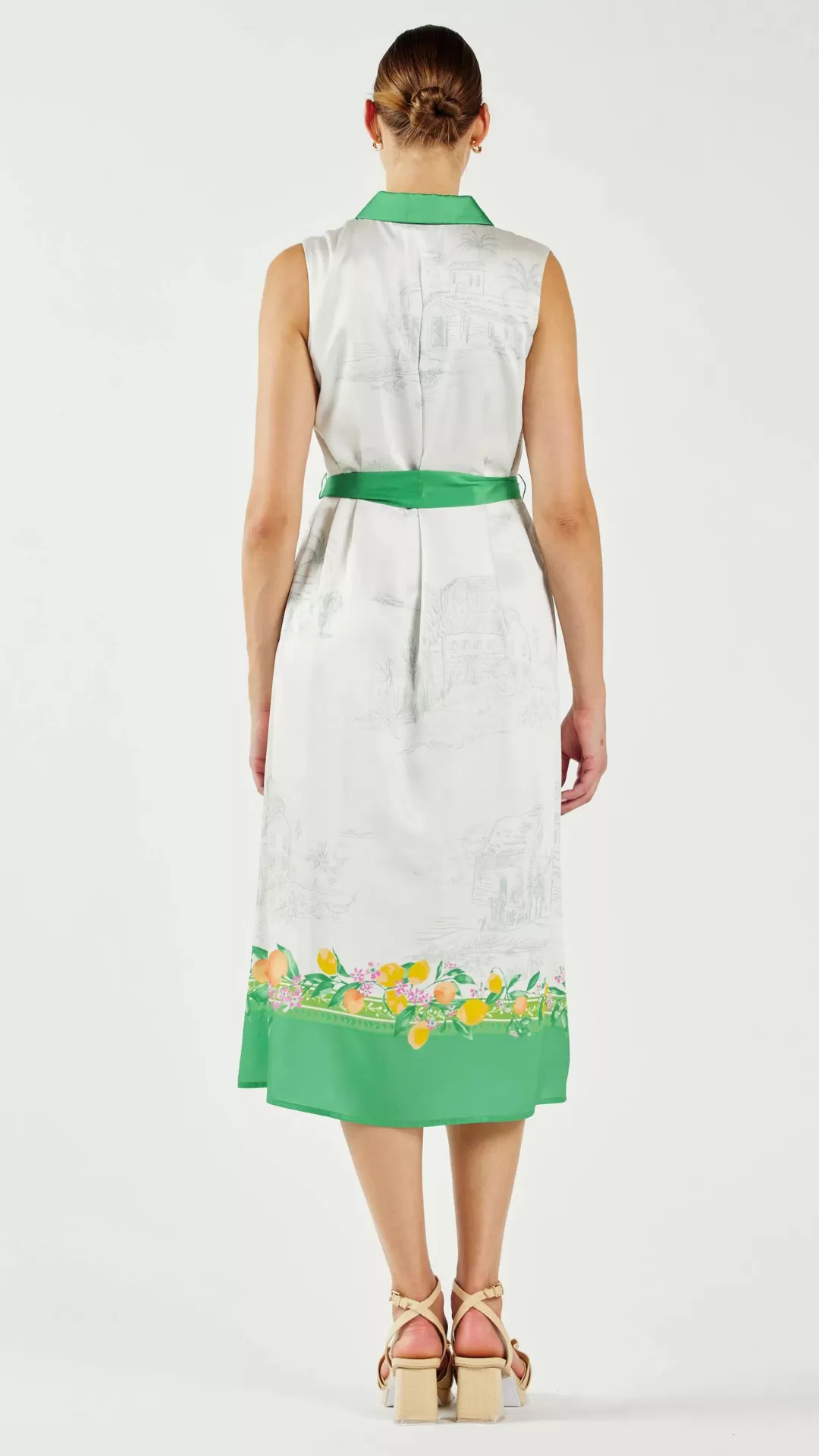 Tuscan Citrus Shirt Dress - Green Lemon