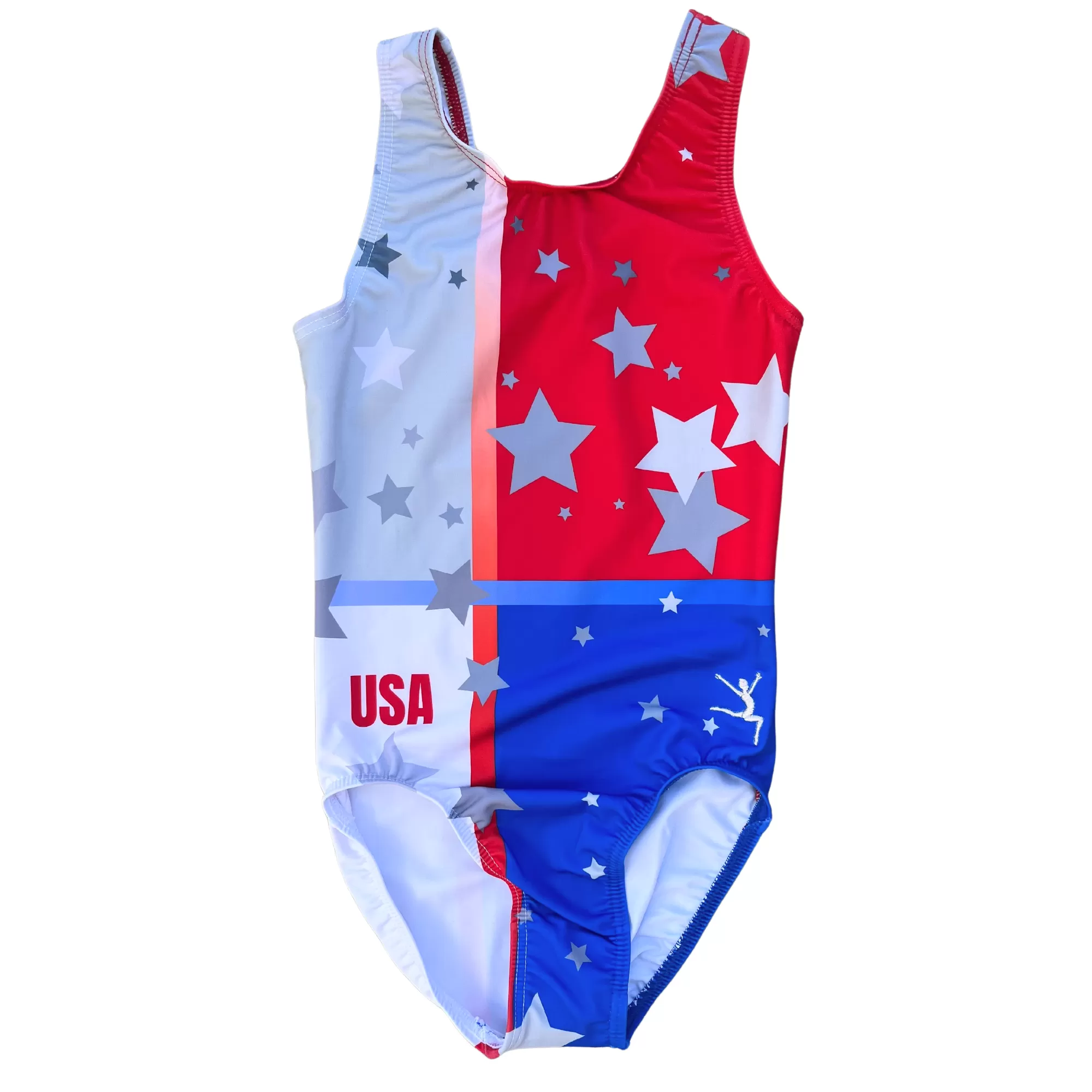 USA Red, White & Blue Stars Gymnastics Leotard