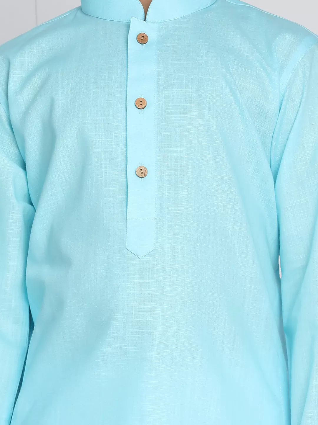 VASTRAMAY Aqua Blue Cotton Baap Beta Kurta Pyjama Set