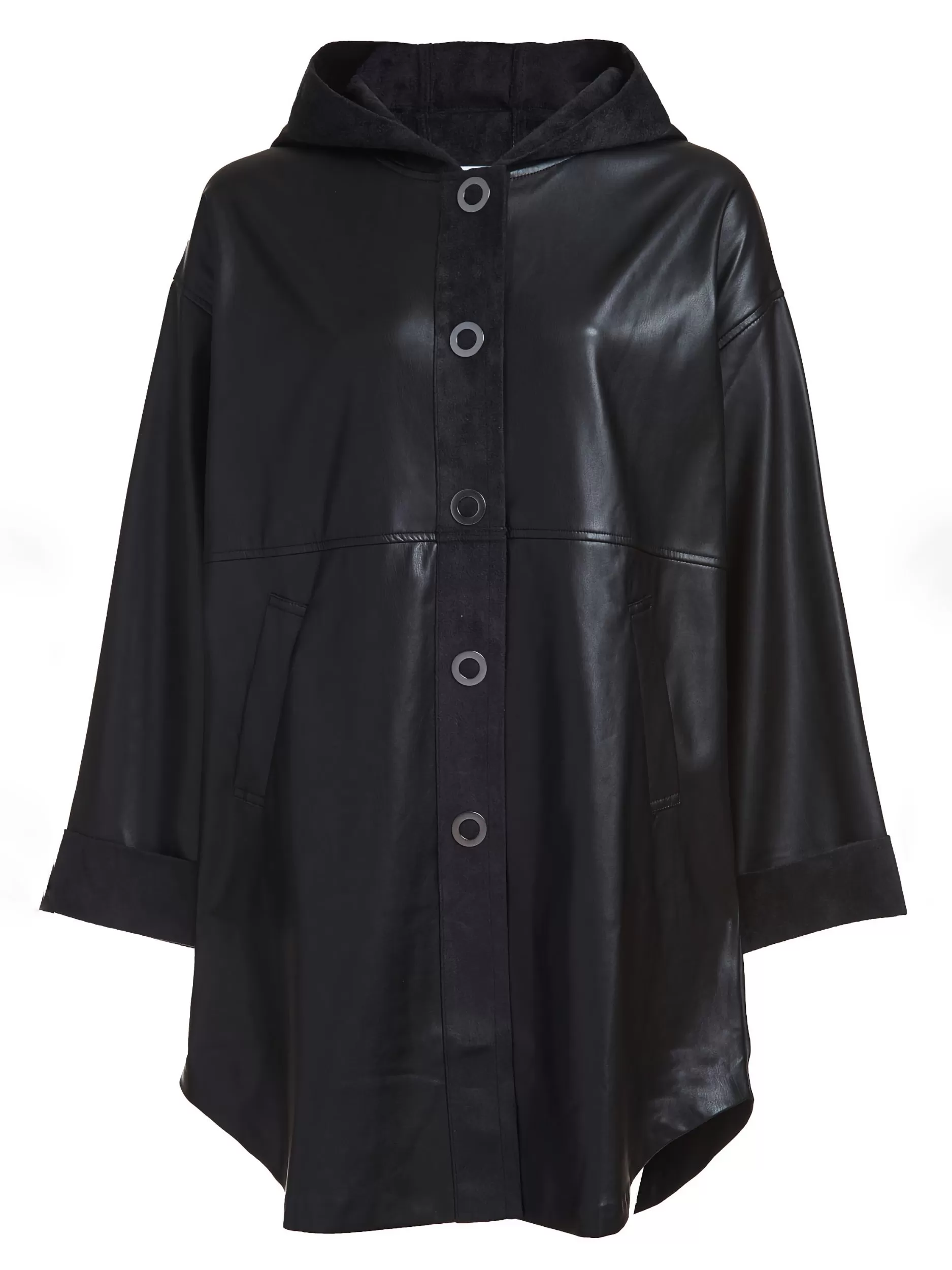 Vegan Leather Snap Front Hooded Jacket - The Dominic