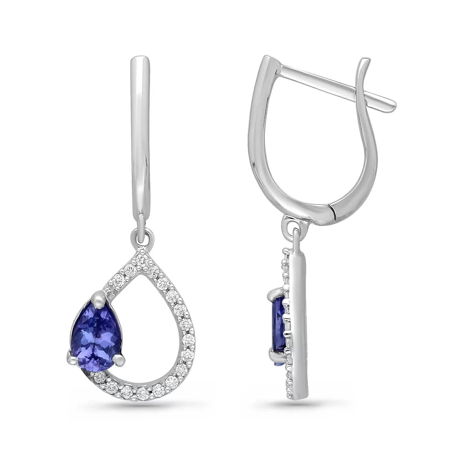 White Gold Tanzanite & Diamond Heirloom Earrings