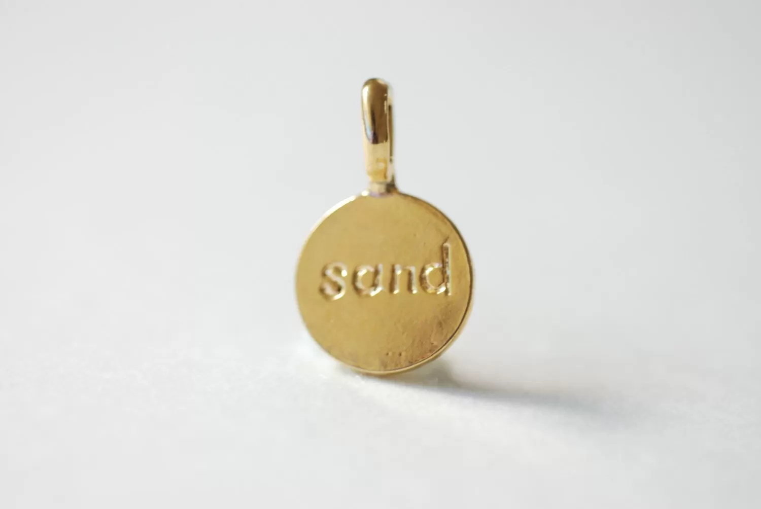 Wholesale Vermeil Gold Sand Tag - 18k gold over 925 sterling silver vermeil gold "Sand" round disc charm pendant, aloha, sand, sea