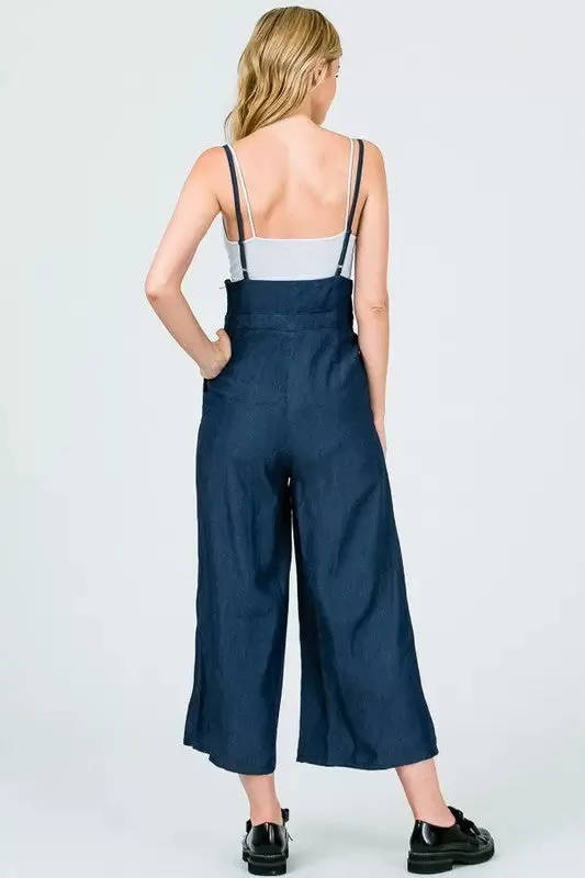 Wide Leg Capri Pants Dark Blue