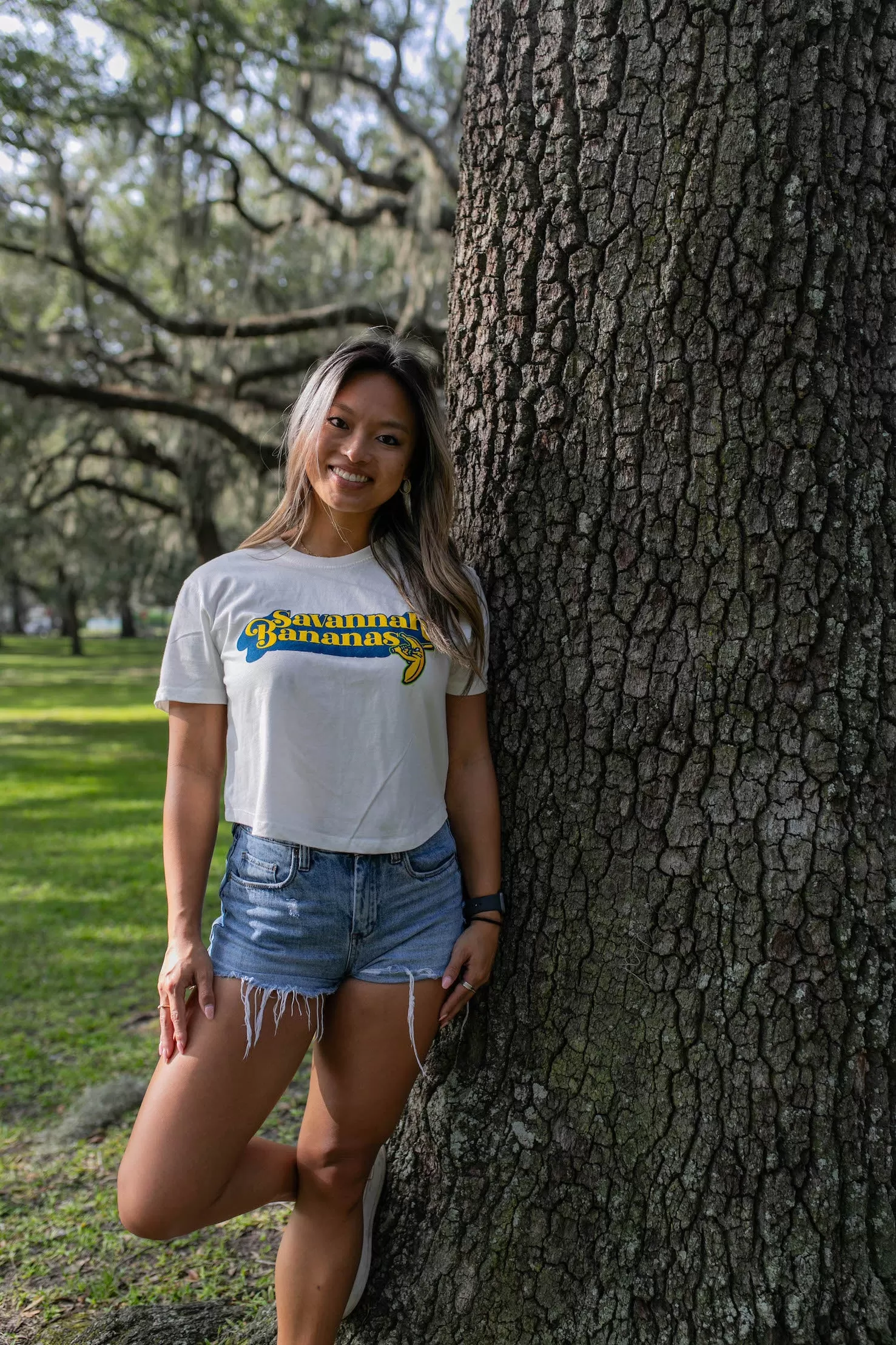 WOMEN'S Bananas Short Sleeve Crop Tee - Ivory