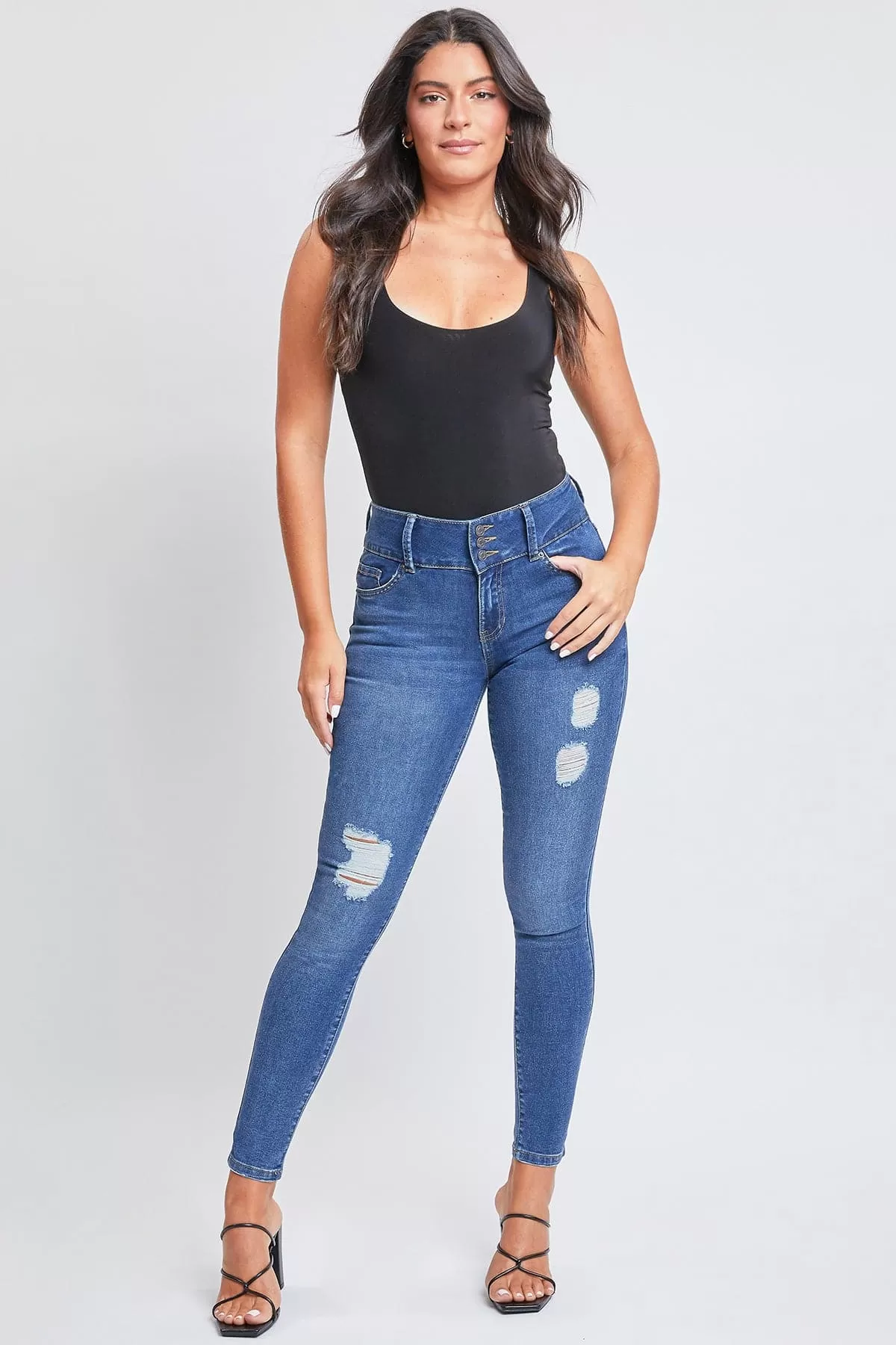 Women's Essential 3 Button Skinny Jeans