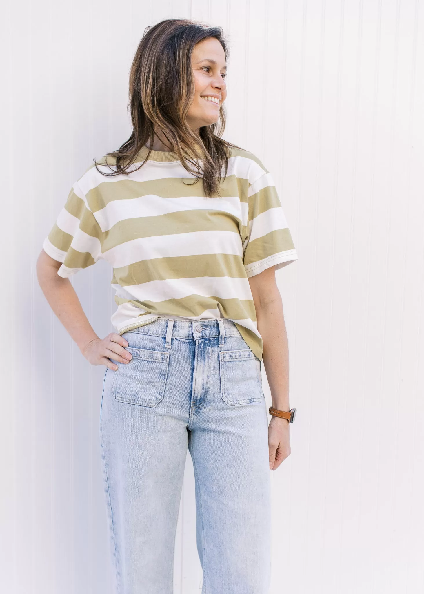 X Avocado Stripe Top