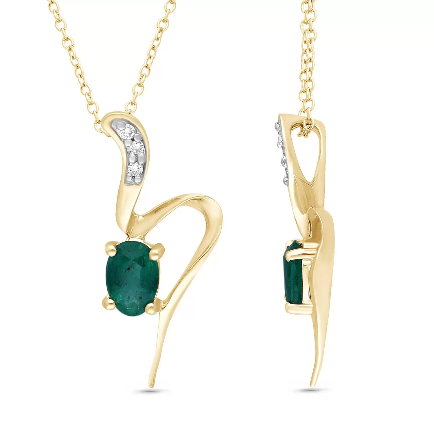 Yellow Gold Emerald & Diamond Heirloom Pendant