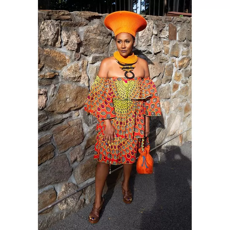 Zulu Wide Basket Hat - Orange | Handmade in South Africa